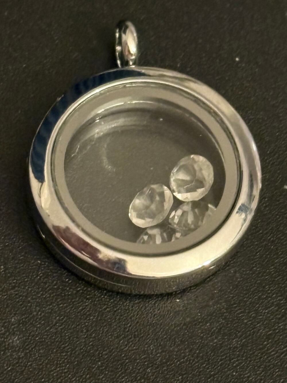 Vintage Floating Glass Locket Pendant Crystal Charms